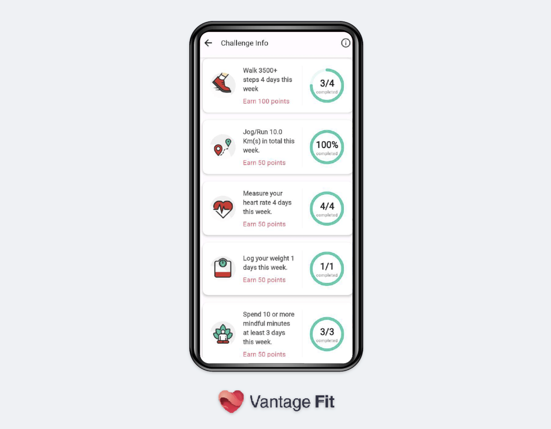 vantage fit app gamified challenges