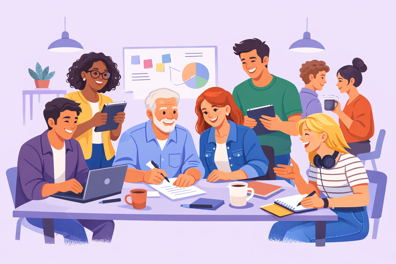 Colaboración en equipo en un espacio de trabajo luminoso