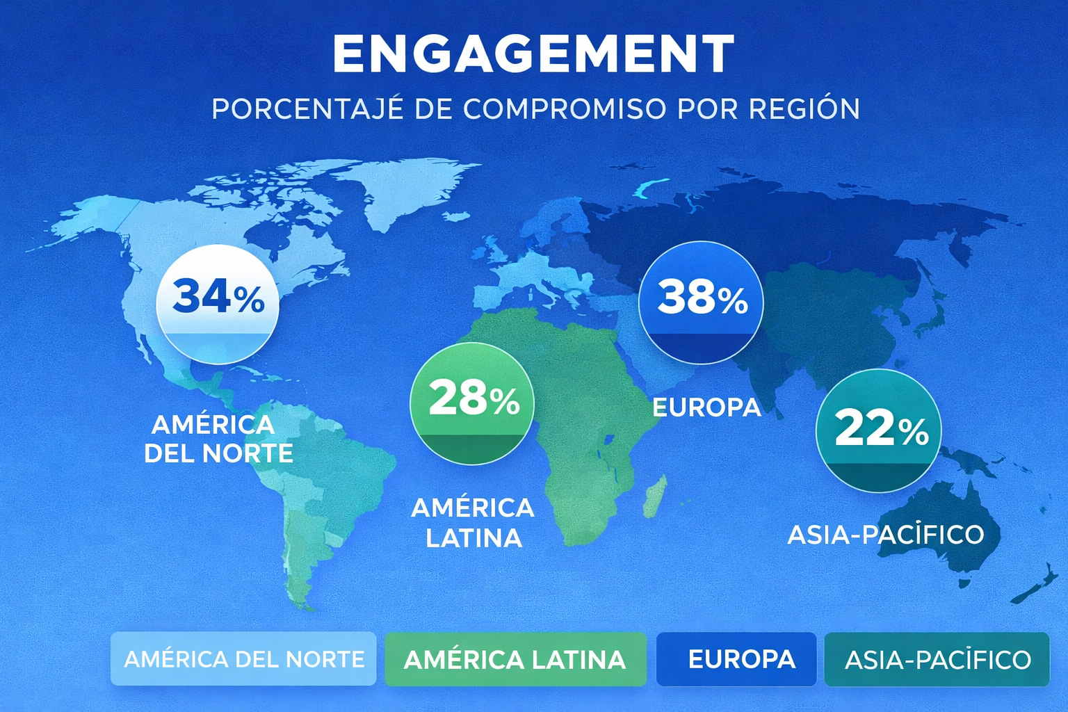 Porcentaje de compromiso global por región
